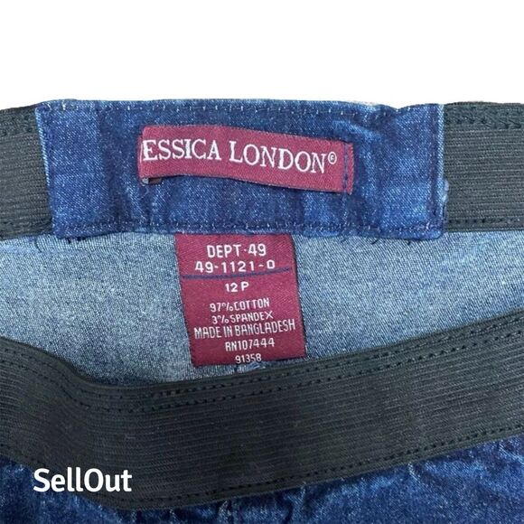 Vintage Jessica London Women's Flared Jeans Size 12P Dark Blue Denim - Picture 3 of 4